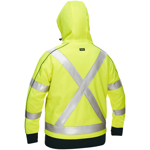 Coton ouat&eacute; doubl&eacute; de sherpa avec capuchon &agrave; fermeture &eacute;clair compl&egrave;te et X au dos Bisley pour femmes, Grand, Jaune lime haute visibilit&eacute; Pryde Industrial Inc.