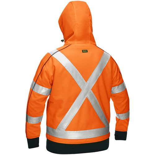 Coton ouat&eacute; doubl&eacute; de sherpa avec capuchon &agrave; fermeture &eacute;clair compl&egrave;te et X au dos Bisley pour femmes, T-Grand, Orange haute visibilit&eacute; Pryde Industrial Inc.
