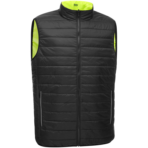 Bisley&reg; X-Back Reversible Puffer Vest, High Visibility Lime-Yellow, Medium, Polyester Pryde Industrial Inc.