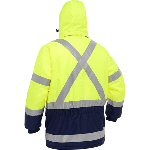 Bisley&reg; X-Back Extreme Cold Jacket with Navy Bottom, Polyester, High Visibility Lime-Yellow, Small Pryde Industrial Inc.