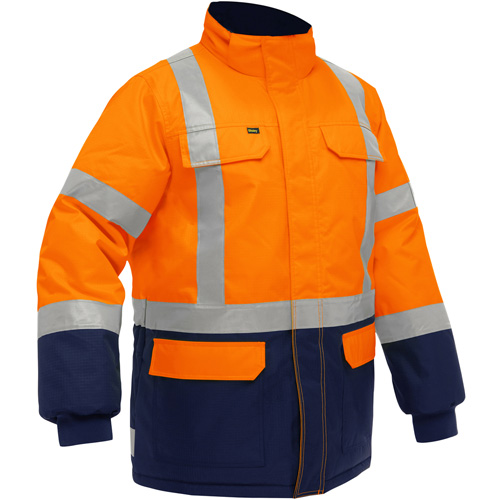 Bisley&reg; X-Back Extreme Cold Jacket with Navy Bottom, Polyester, High Visibility Orange, Medium Pryde Industrial Inc.