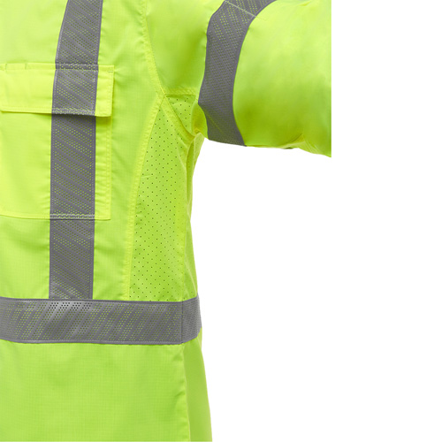 Bisley&reg; X-Back Long Sleeve Work Shirt with X-Airflow, Poly-Cotton, Small, High Visibility Lime-Yellow Pryde Industrial Inc.