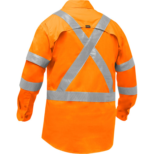 Bisley&reg; X-Back Long Sleeve Work Shirt with X-Airflow, Poly-Cotton, Small, High Visibility Orange Pryde Industrial Inc.