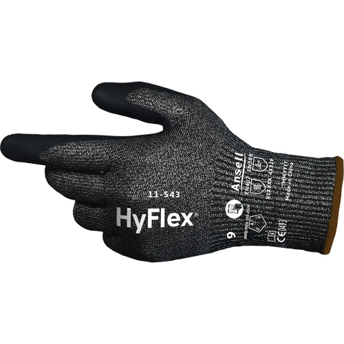 Gants r&eacute;sistants &agrave; la coupe HYFLEX 11-543, Taille 6, Calibre 13, Rev&ecirc;tement Nitrile, Enveloppe en Nylon/Acier inoxydable/PEHP/Spandex, ASTM ANSI niveau A7/EN 388 niveau F Pryde Industrial Inc.
