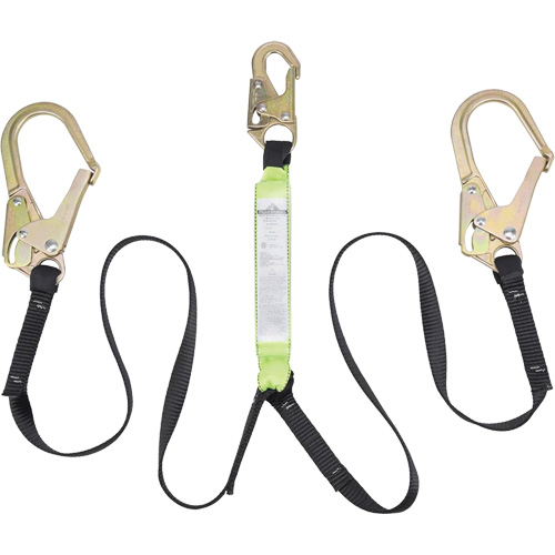 SA-64022-6 Shock Absorbing Lanyard, 6', Form Hook Center, Snap Hook Leg Ends, Polyester Pryde Industrial Inc.