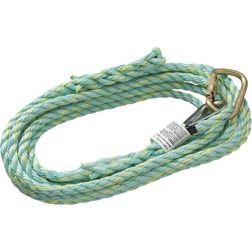 VL-1115-25 Cordage de s&eacute;curit&eacute; vertical avec mousqueton d'ancrage &agrave; une extr&eacute;mit&eacute; & &eacute;clisse dorsale d'extr&eacute;mit&eacute; &agrave; la traîne, Copolym&egrave;re Pryde Industrial Inc.