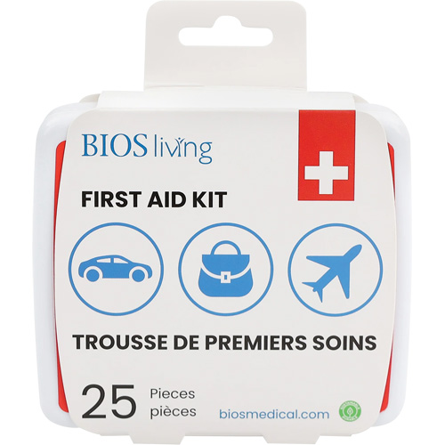 Trousse de premiers soins pour la maison et le voyage de 25 morceaux, Boîte en plastique Pryde Industrial Inc.