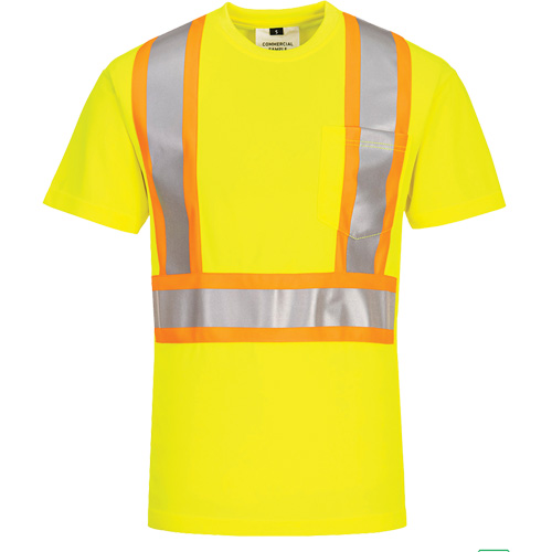 T-shirt de s&eacute;curit&eacute; &agrave; bandes contrastantes, Polyester, Petit, Jaune lime haute visibilit&eacute; Pryde Industrial Inc.