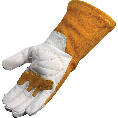 Gants de soudeur TIG/MIG de premi&egrave;re qualit&eacute; avec dos en cuir de vache refendue isol&eacute;es et ignifug&eacute;s Caiman, Cuir fleur de ch&egrave;vre, Taille T-Grand Pryde Industrial Inc.