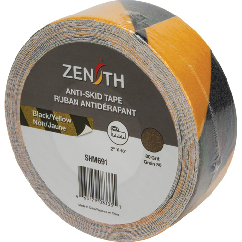 Anti-Skid Tape, 2" x 60', Black & Yellow Pryde Industrial Inc.