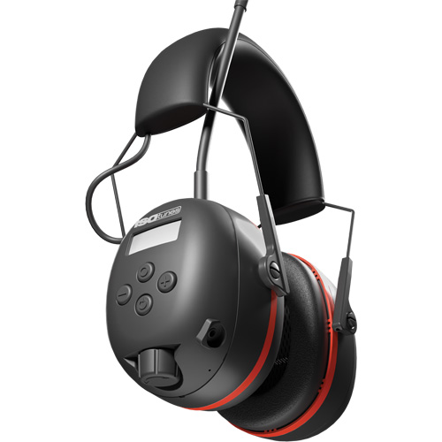 Black & Red Air Defender AM/FM Earmuffs, Headband Style, 24 dB Pryde Industrial Inc.