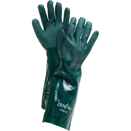 Double Dipped Green Gloves, 18" L, PVC, Cotton Jersey Inner Lining, 70-mil Pryde Industrial Inc.