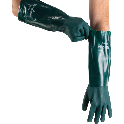 Double Dipped Green Gloves, 18" L, PVC, Cotton Jersey Inner Lining, 70-mil Pryde Industrial Inc.