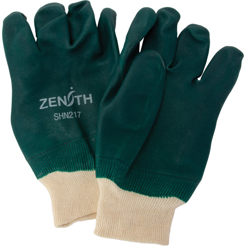 Double Dipped Green Gloves, 10" L, PVC, Cotton Jersey Inner Lining, 70-mil Pryde Industrial Inc.