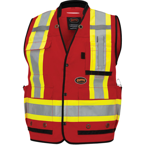 6678 High-Visibility Antimicrobial Mesh-Back Surveyor Vest, Red, Small, Polyester Pryde Industrial Inc.