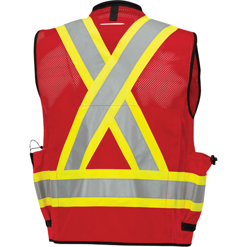 6678 High-Visibility Antimicrobial Mesh-Back Surveyor Vest, Red, Small, Polyester Pryde Industrial Inc.