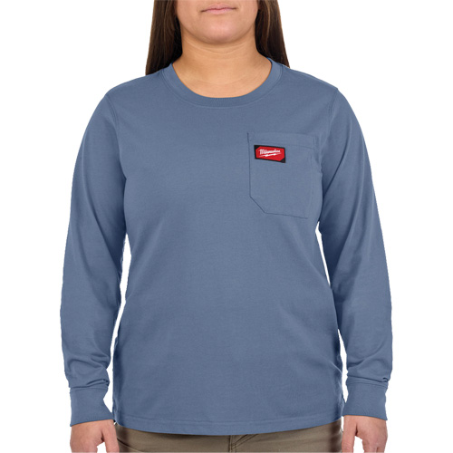 GRIDIRON Long Sleeve Pocket T-Shirt, Women's, X-Small, Blue Pryde Industrial Inc.