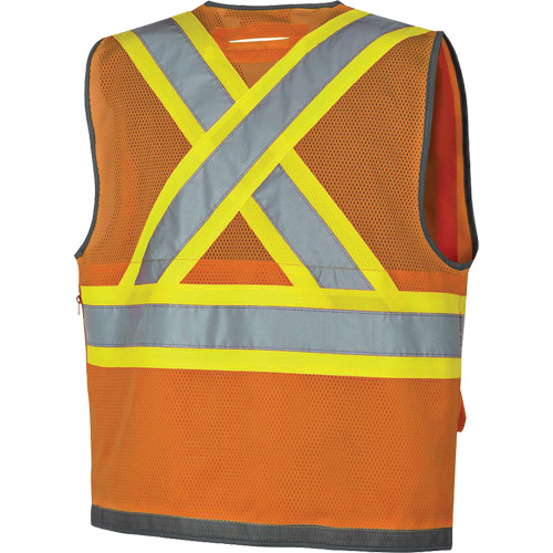 Pioneer Mesh Back Zip Front Surveyor Safety Vest, High Visibility Orange, Small, Polyester Pryde Industrial Inc.