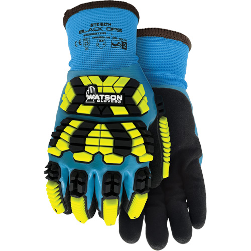 Gants d'hiver antichocs 9393TPR Stealth Black Ops, Petit, Paume en Mousse de latex, Poignet Poignet en tricot Pryde Industrial Inc.