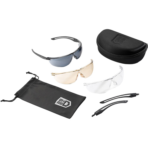 Ensemble de lunettes de s&eacute;curit&eacute; &agrave; protection balistique Gunfire 2.0, Lentille Transparent/Fum&eacute;e/Cuivre, Antibu&eacute;e/Anti-&eacute;gratignures, ANSI Z87+ Pryde Industrial Inc.