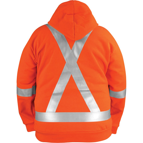 Chandail haute visibilit&eacute; &agrave; fermeture &eacute;clair sur le devant, r&eacute;sistant au vent, avec capuchon amovible, Hommes, 5T-Grand, Orange haute visibilit&eacute;, 27,7 cal/cm² Pryde Industrial Inc.