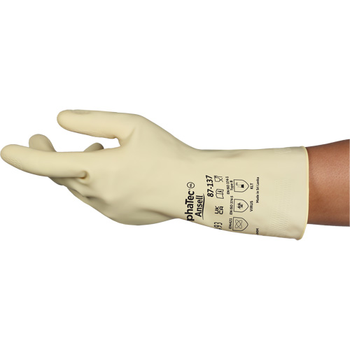 AlphaTec&reg; 87-137 Lightweight Natural Gloves, Size 10, 11.8" L, Rubber Latex, 16-mil Pryde Industrial Inc.