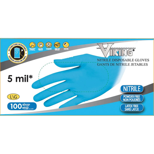 34600 Disposable Gloves, Medium, Nitrile, 5-mil, Powder-Free, Blue Pryde Industrial Inc.