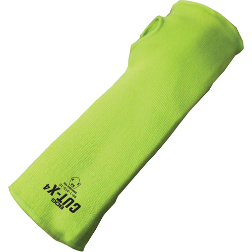 Manchette r&eacute;sistante &agrave; la coupe avec ouverture pour le pouce Cut-X, Fibre de verre/Poly&eacute;thyl&egrave;ne, 14", ASTM ANSI niveau A4, Lime haute visibilit&eacute; Pryde Industrial Inc.