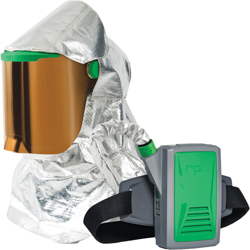 Respirateur &agrave; chaleur radiante Z-Link avec souffleur & montage &agrave; la ceinture, Respirateur &agrave; masque/Capuchon & visi&egrave;re, Pile Lithium-ion Pryde Industrial Inc.