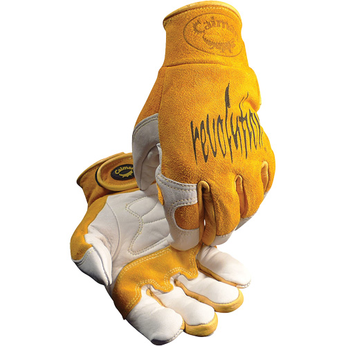 Gants de soudeur TIG/MIG de premi&egrave;re qualit&eacute; Caiman avec fermeture &agrave; boucles & crochets, Cuir de vache refendu, Taille T-Grand Pryde Industrial Inc.