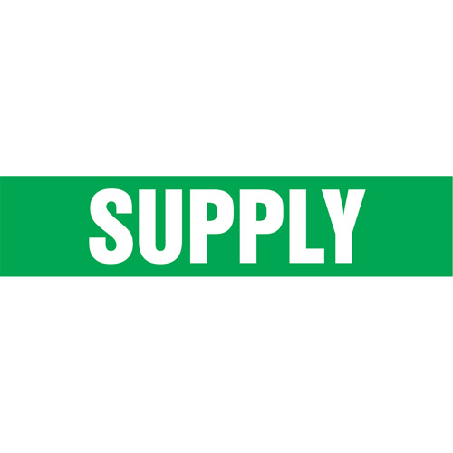 "Supply" Pipe Markers, Self-Adhesive, 4" H x 24" W, White on Green Pryde Industrial Inc.