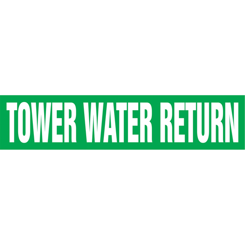 Marqueurs de tuyau "Tower Water Return", Autocollant, 2-1/2" h x 12" la, Blanc/vert Pryde Industrial Inc.
