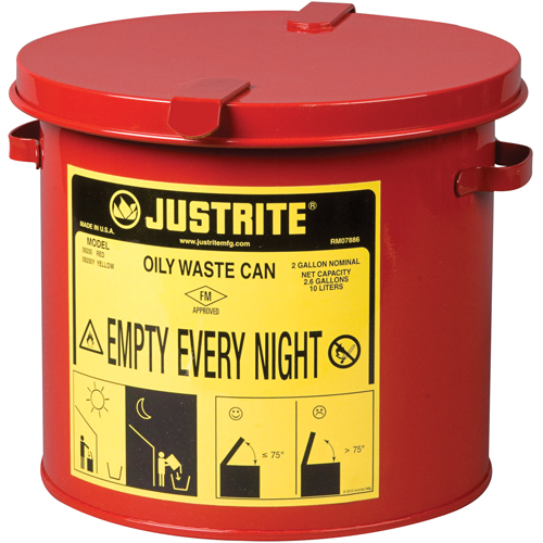 Contenants pour d&eacute;chets huileux, Homologu&eacute; FM/List&eacute; UL, 2 gal. US, Rouge Pryde Industrial Inc.