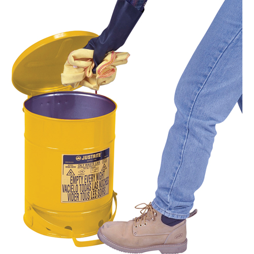 Contenants pour d&eacute;chets huileux, Homologu&eacute; FM/List&eacute; UL, 10 gal. US, Jaune Pryde Industrial Inc.