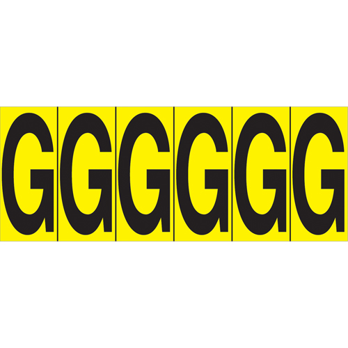 Individual Adhesive Letter Markers, G, 2-15/16" H, Black on Yellow Pryde Industrial Inc.