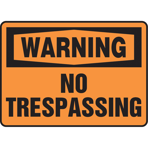 "No Trespassing" Sign, 10" x 14", Vinyl, English Pryde Industrial Inc.