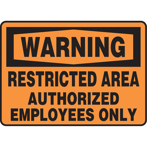 Enseigne  Restricted Area , 10" x 14", Vinyle, Anglais Pryde Industrial Inc.