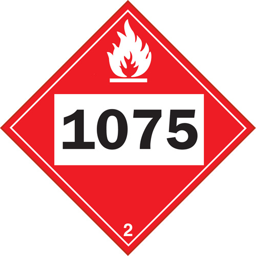 Plaque-&eacute;tiquette TMD 1075 pour gaz inflammable oxyg&egrave;ne liqu&eacute;fi&eacute;, Plastique Pryde Industrial Inc.