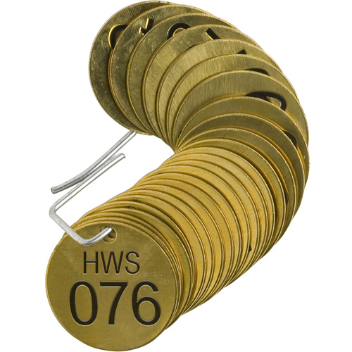 &eacute;tiquettes num&eacute;rot&eacute;es pour vannes HWS, # 076-100, Laiton, 1,5" dia. Pryde Industrial Inc.