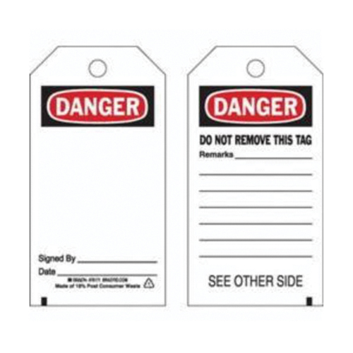 Accident Prevention Tags, Polyester, 3" W x 5-3/4" H, English Pryde Industrial Inc.