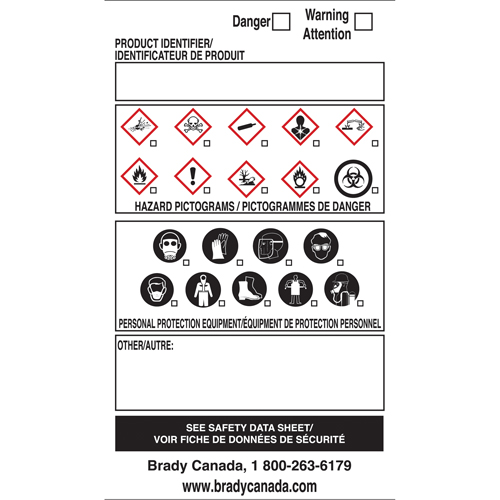 OTS WHMIS Labels, Vinyl, Sheet, 5" L x 5" W Pryde Industrial Inc.