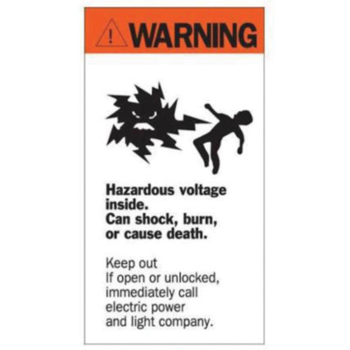 "Warning Hazardous Voltage" Sign, 8" x 4-1/2", Acrylic, English with Pictogram Pryde Industrial Inc.