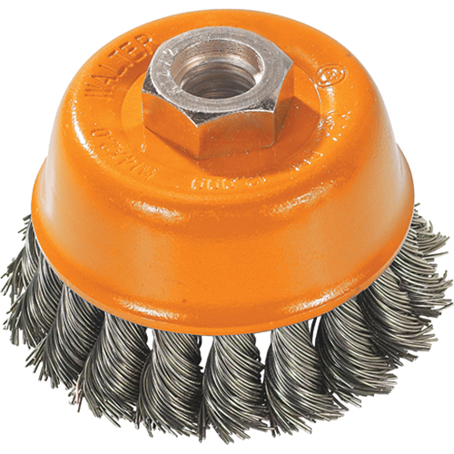 Knot-Twisted Wire Cup Brush, 3" Dia. x 5/8"-11 Arbor Pryde Industrial Inc.