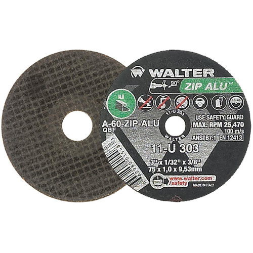 Meule ZIP ALU, 3" x 1/32", Arbre de 3/8", Type 1, Oxyde d'aluminium, 25470 Tr/min Pryde Industrial Inc.