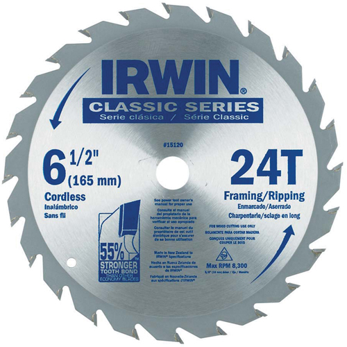 Contractor Saw Blades - Classic Series Saw Blades, 6-1/2", 24 Teeth, Wood Use Pryde Industrial Inc.