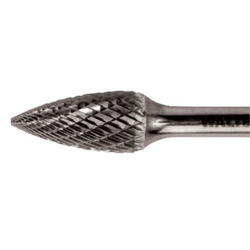 Double Cut Tapered Burr, SG-44, 1/8" Dia., 1/8" Shank, 1/2" Depth of Cut Pryde Industrial Inc.