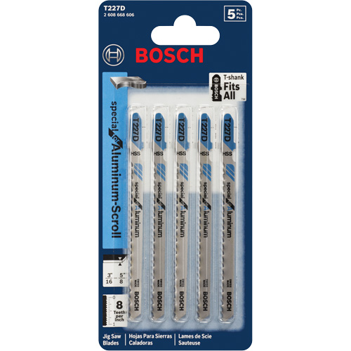 Lames de scie sauteuse, Acier rapide, Tige en T, 4" lo, 8 dents par pouce Pryde Industrial Inc.
