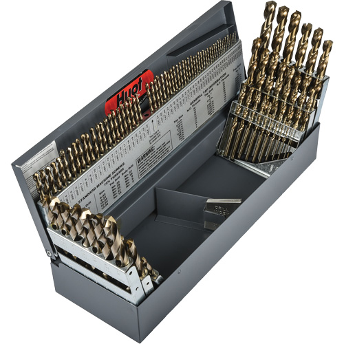 Jeu de forets s&eacute;rie courte combin&eacute;s robustes, 114 morceaux, Acier rapide au cobalt Pryde Industrial Inc.