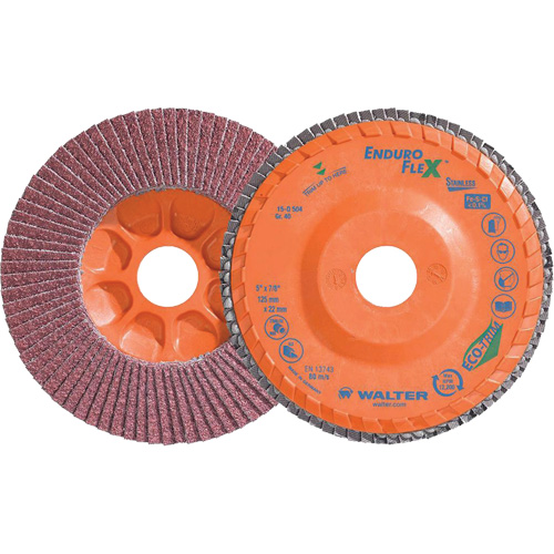 Disque &agrave; lamelles Stainless Enduro-Flex, 5" x 5", Type 27, Grain 40, Alumine de zirconium Pryde Industrial Inc.