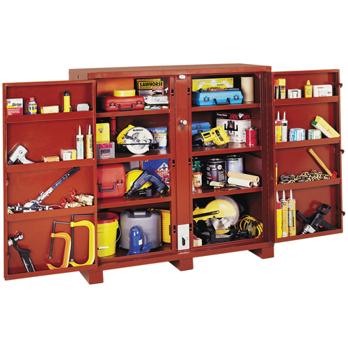 Jobsite Shelf Cabinet, Steel, 58.7 Cubic Feet, Red Pryde Industrial Inc.